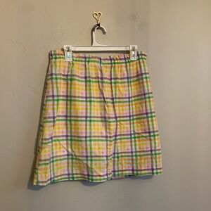 Vintage 60s/70s Evco Checker Gingham Multi Color Pastel Preppy Spring Mini Skirt